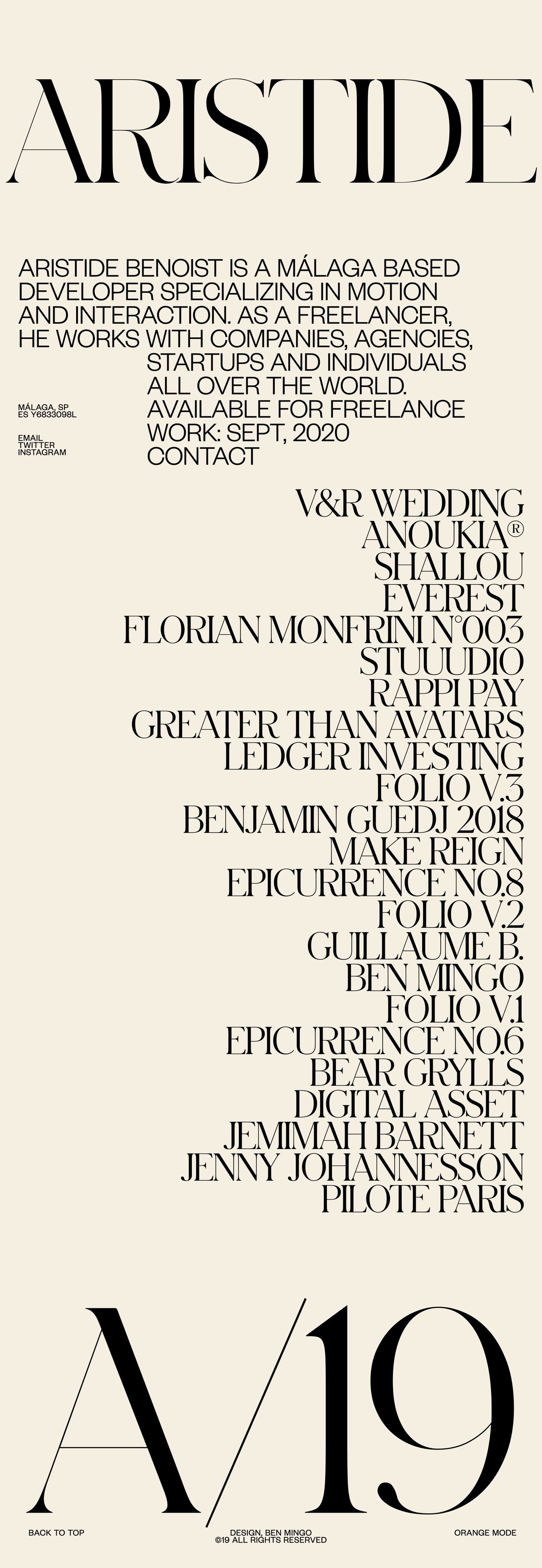 Aristide Benoist Website Screenshot