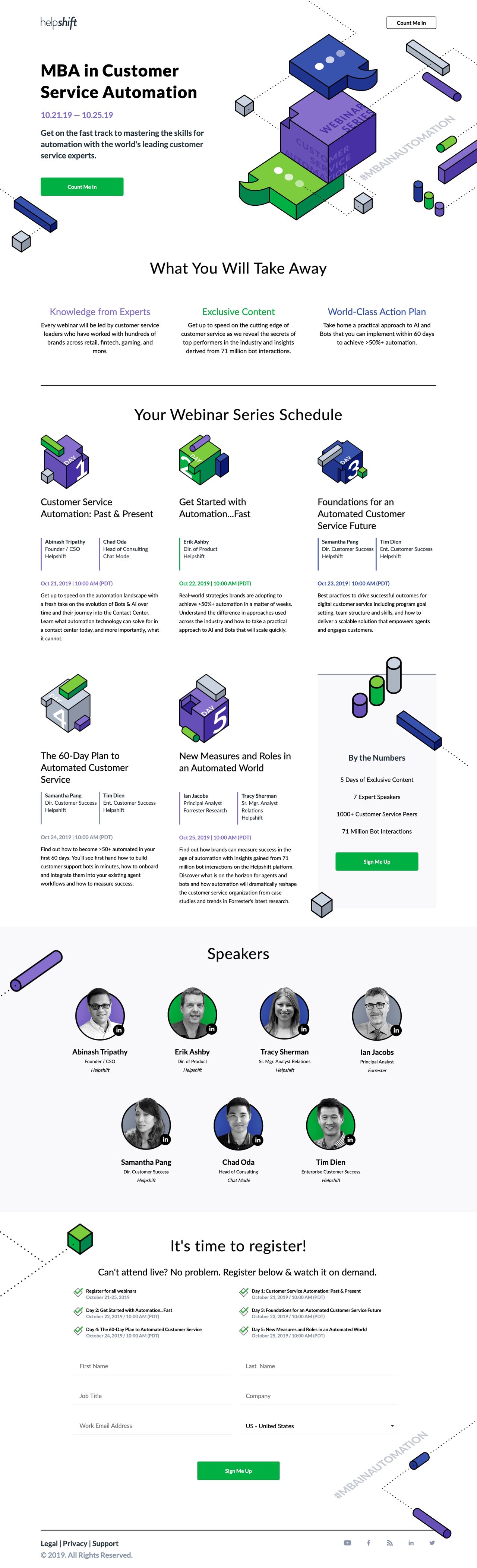 Helpshift MBA Webinar Series Website Screenshot