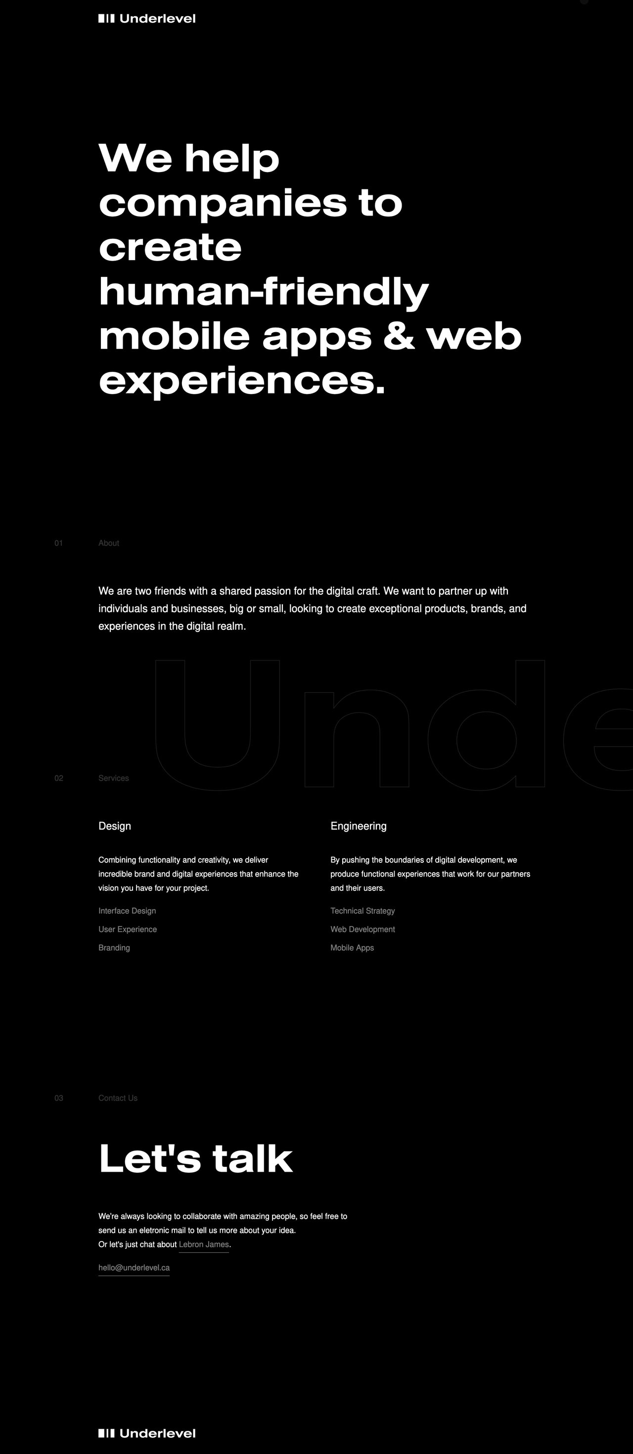 Underlevel Website Screenshot