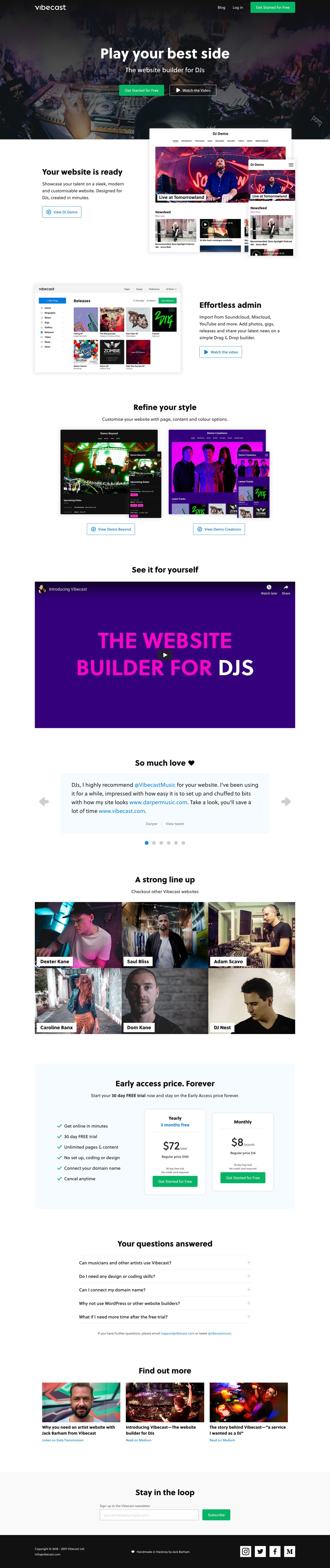 Vibecast Website Screenshot