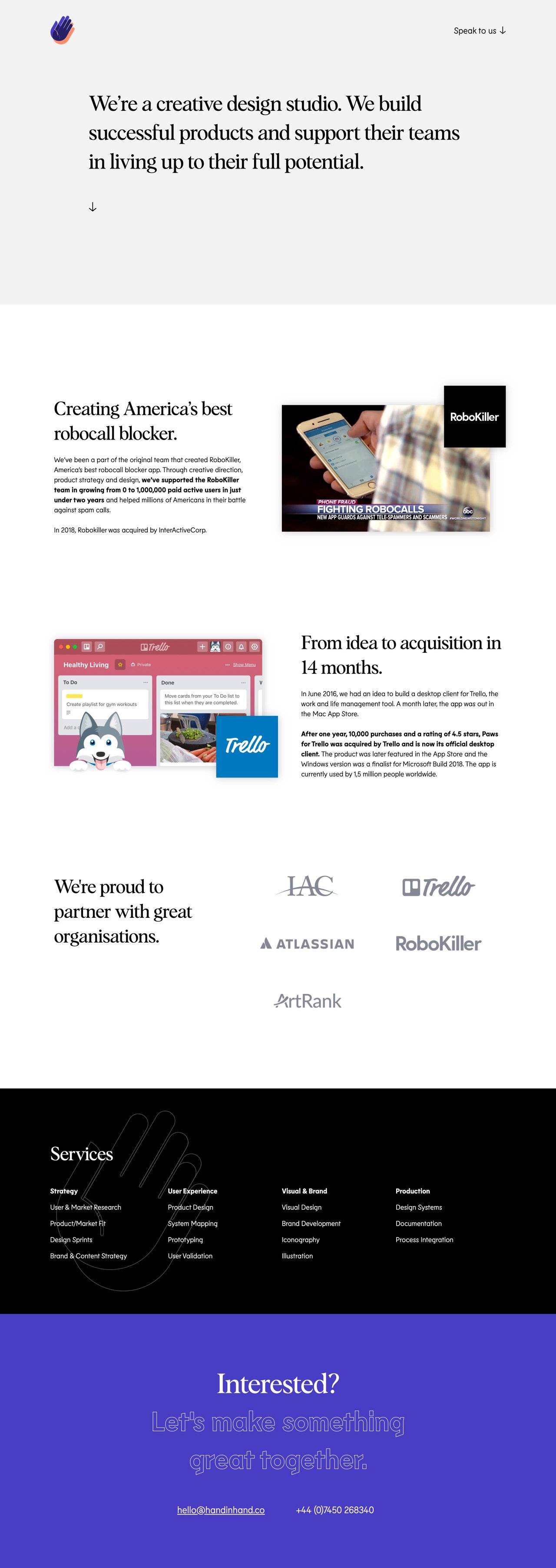 Hand In Hand Website Screenshot