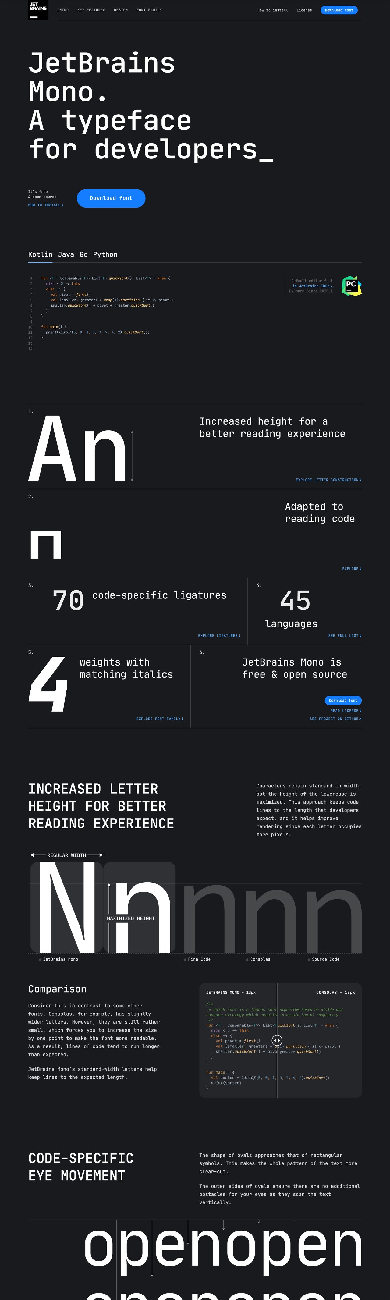 JetBrains Mono Website Screenshot