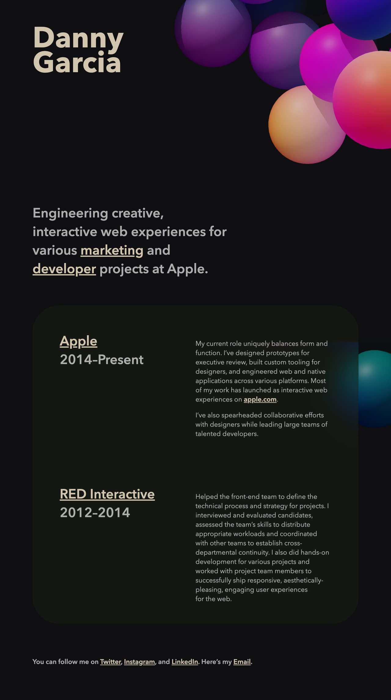 Danny Garcia Website Screenshot