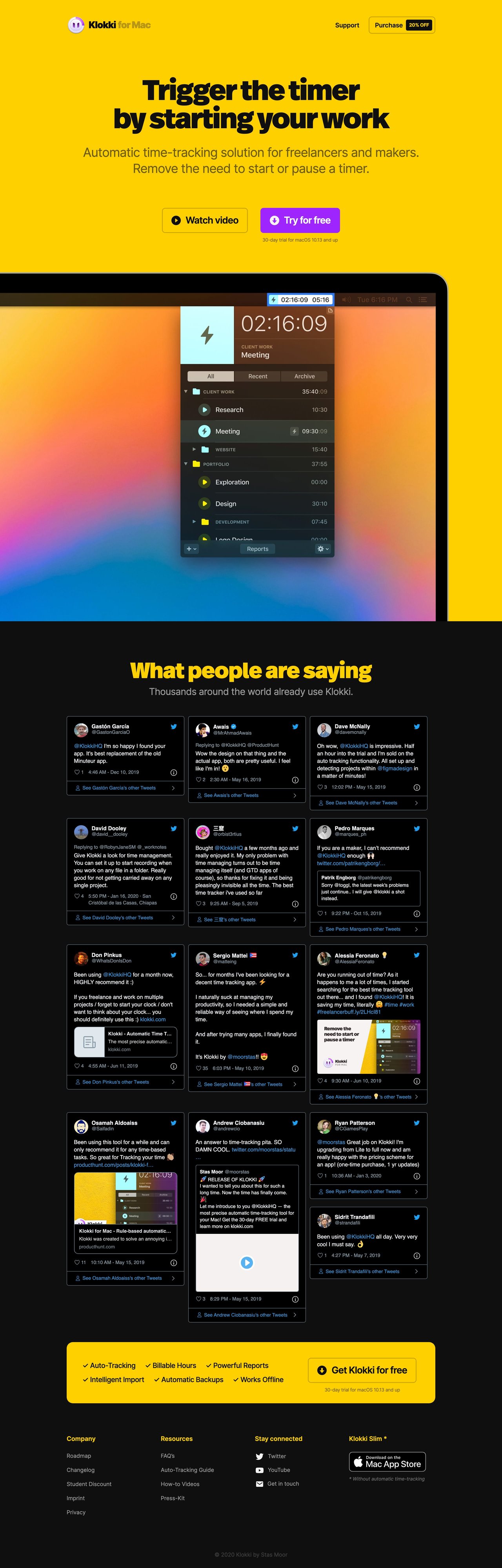 Klokki Website Screenshot