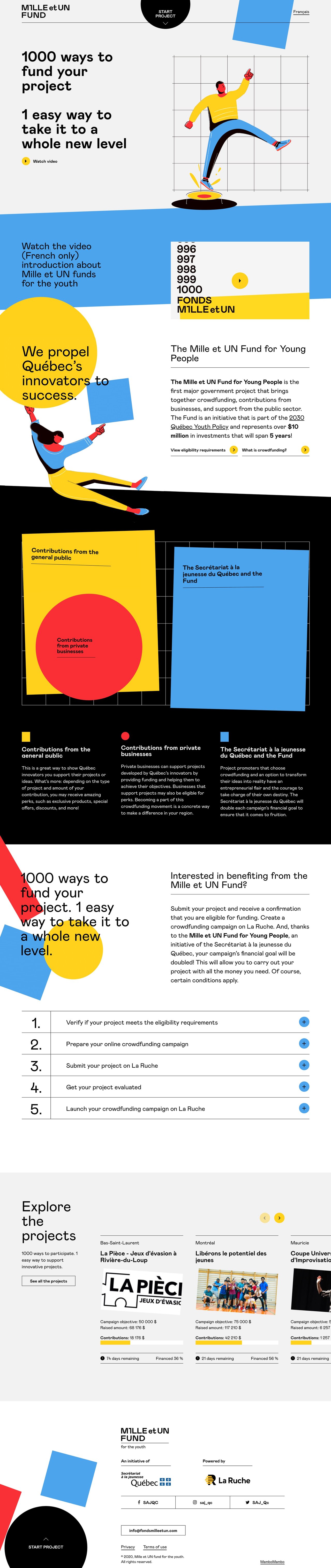 Mille et UN fund Website Screenshot
