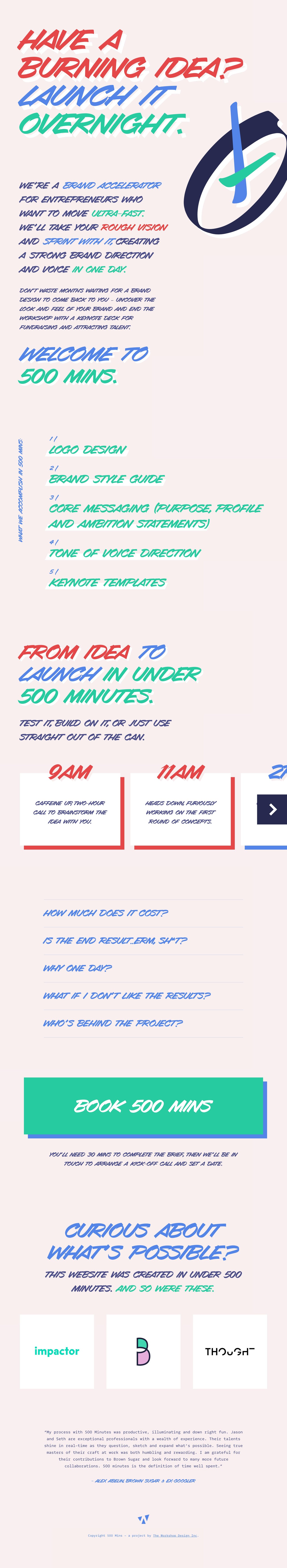 500 Mins Website Screenshot