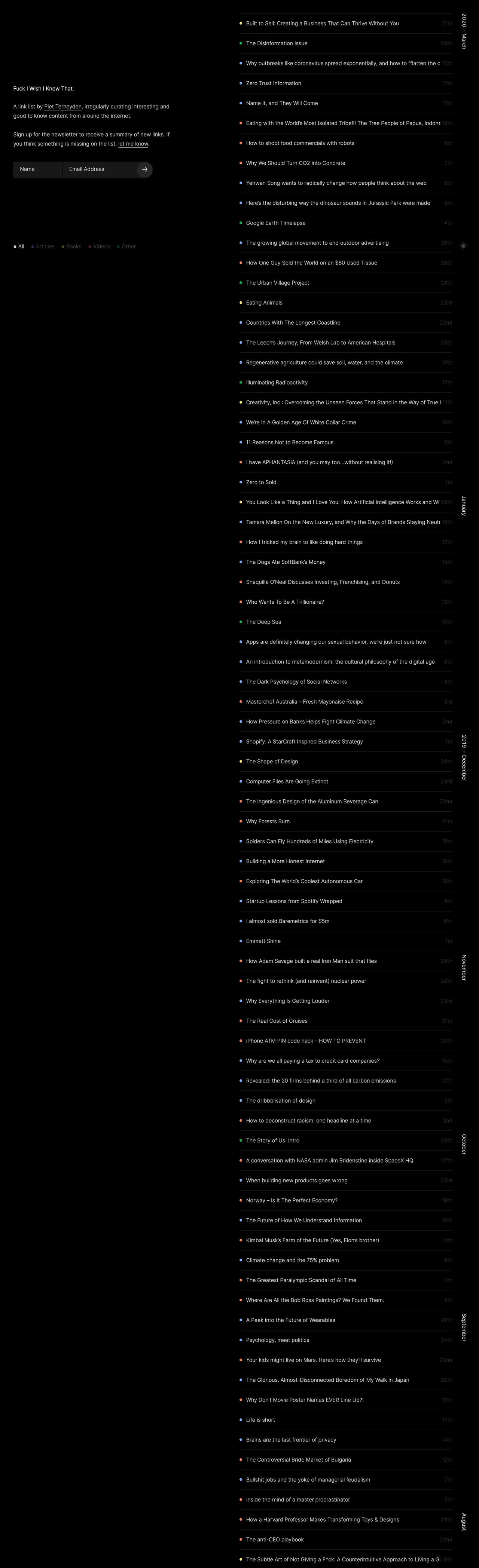 Fuck I Wish I Knew That Website Screenshot