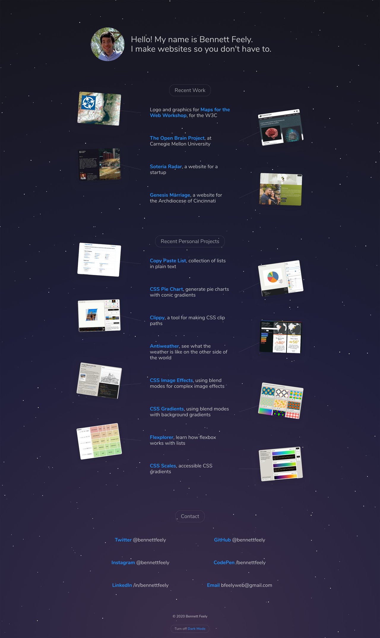 Bennett Feely Website Screenshot