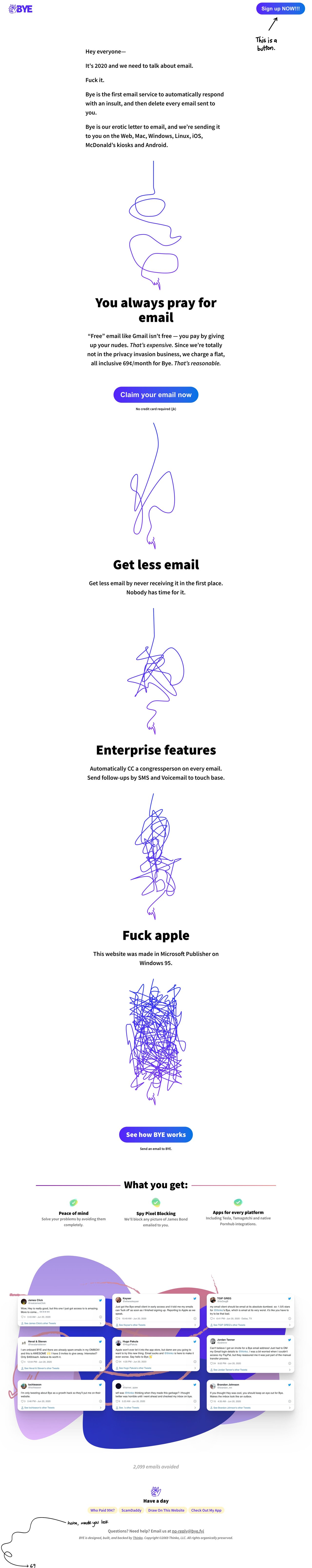 BYE Website Screenshot