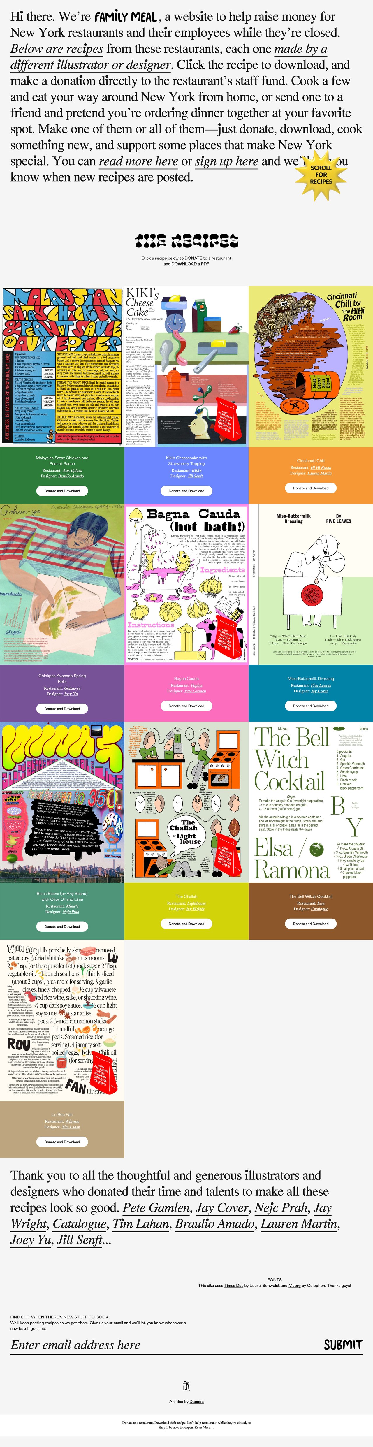 Family Meal Website Screenshot