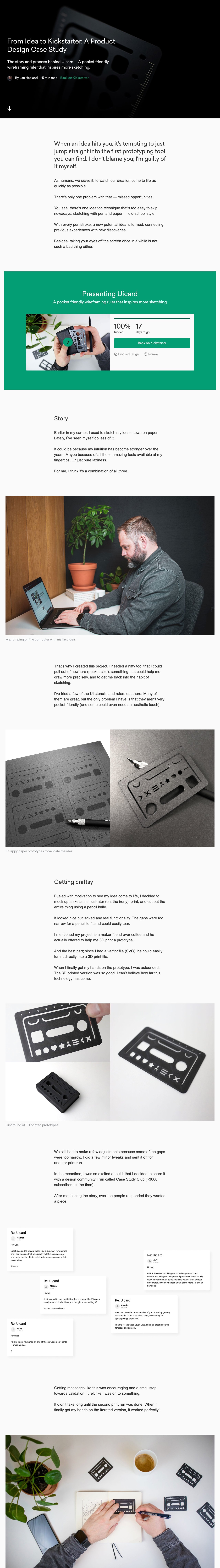 Uicard – From Idea to Kickstarter Website Screenshot