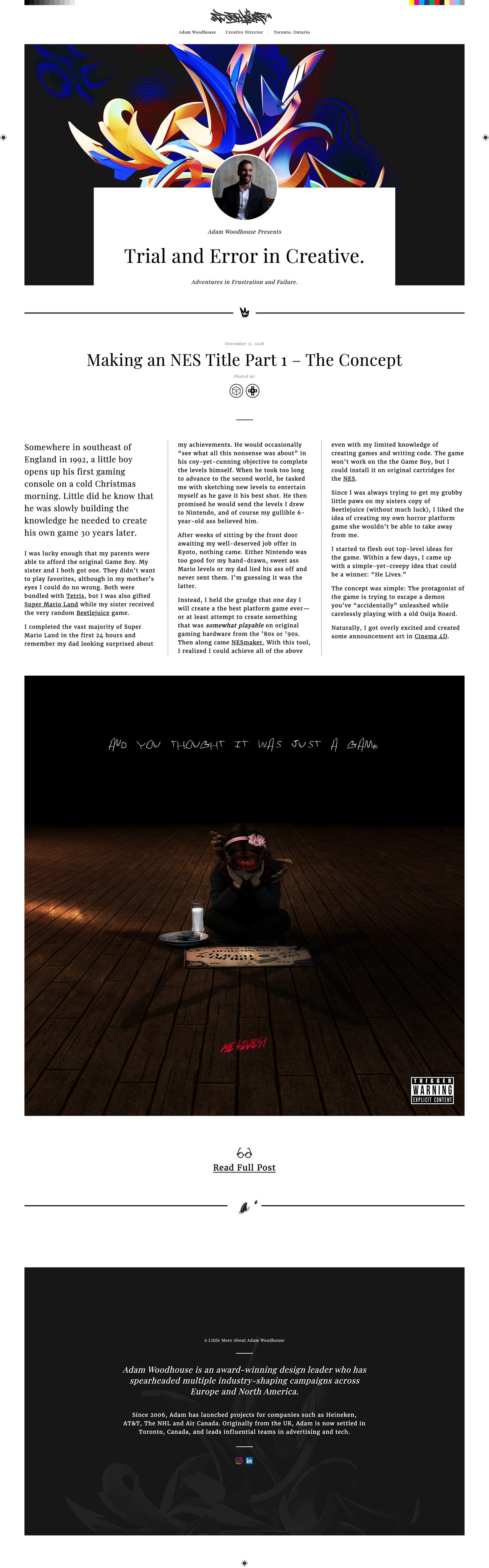 Adam Woodhouse Website Screenshot