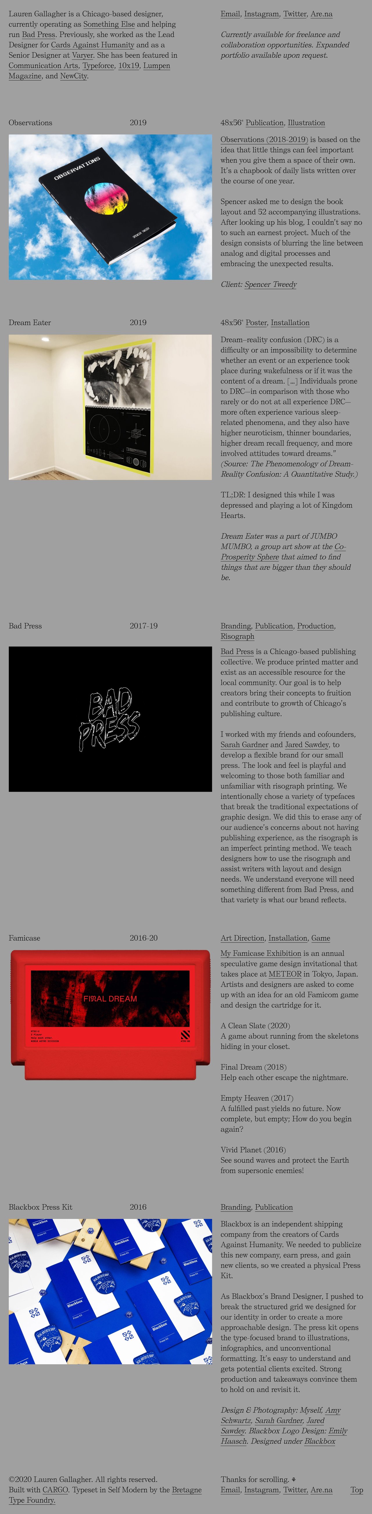 Lauren Gallagher Website Screenshot