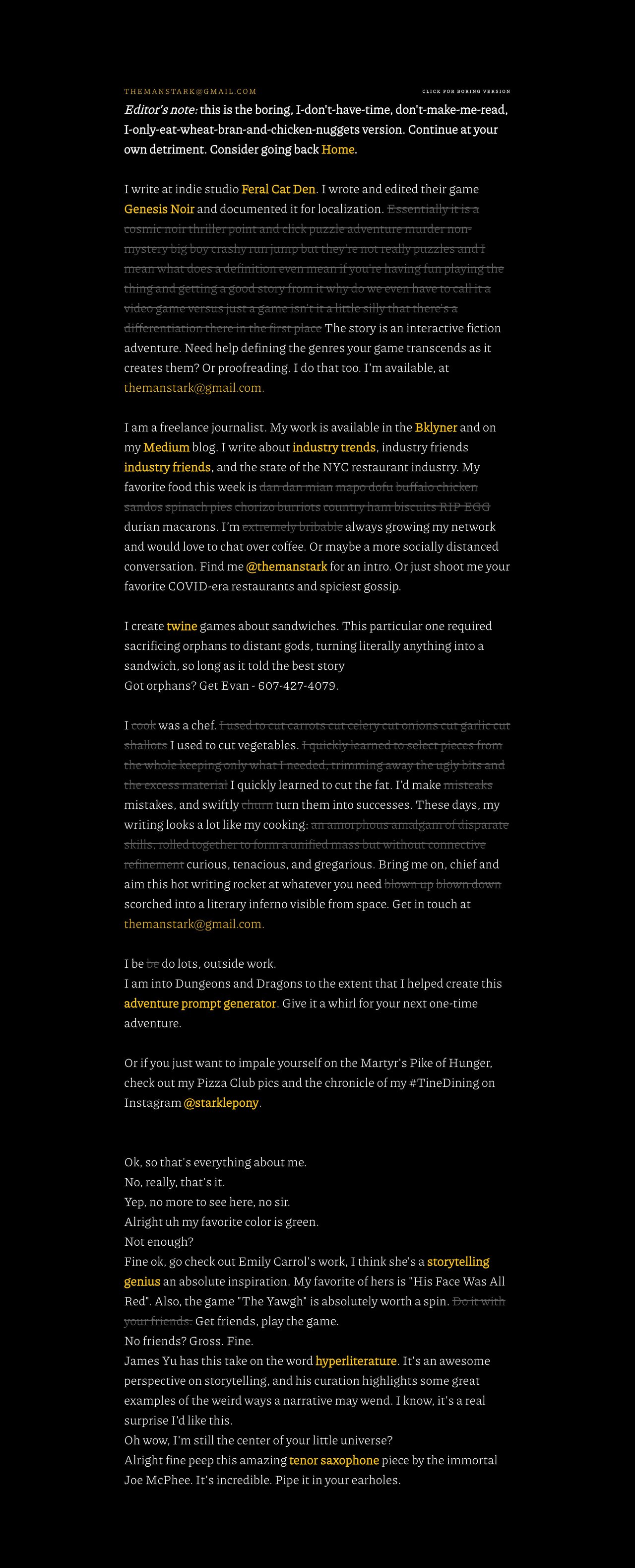 Evan Stark Website Screenshot