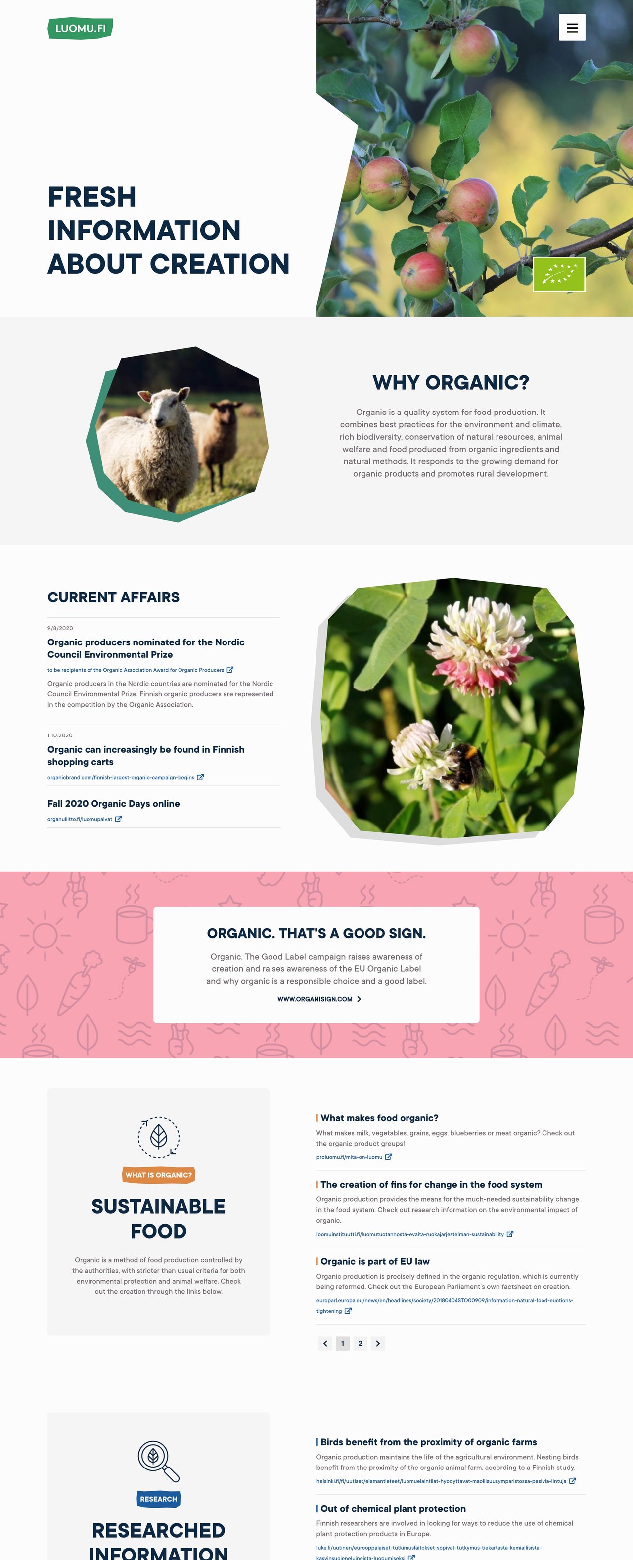 Luomu.fi Website Screenshot