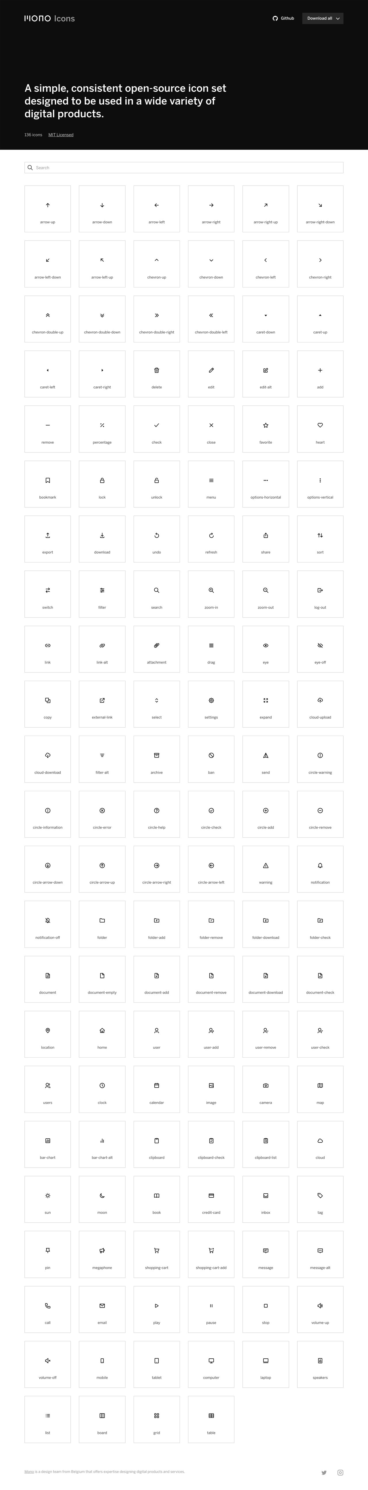 Mono Icons Website Screenshot