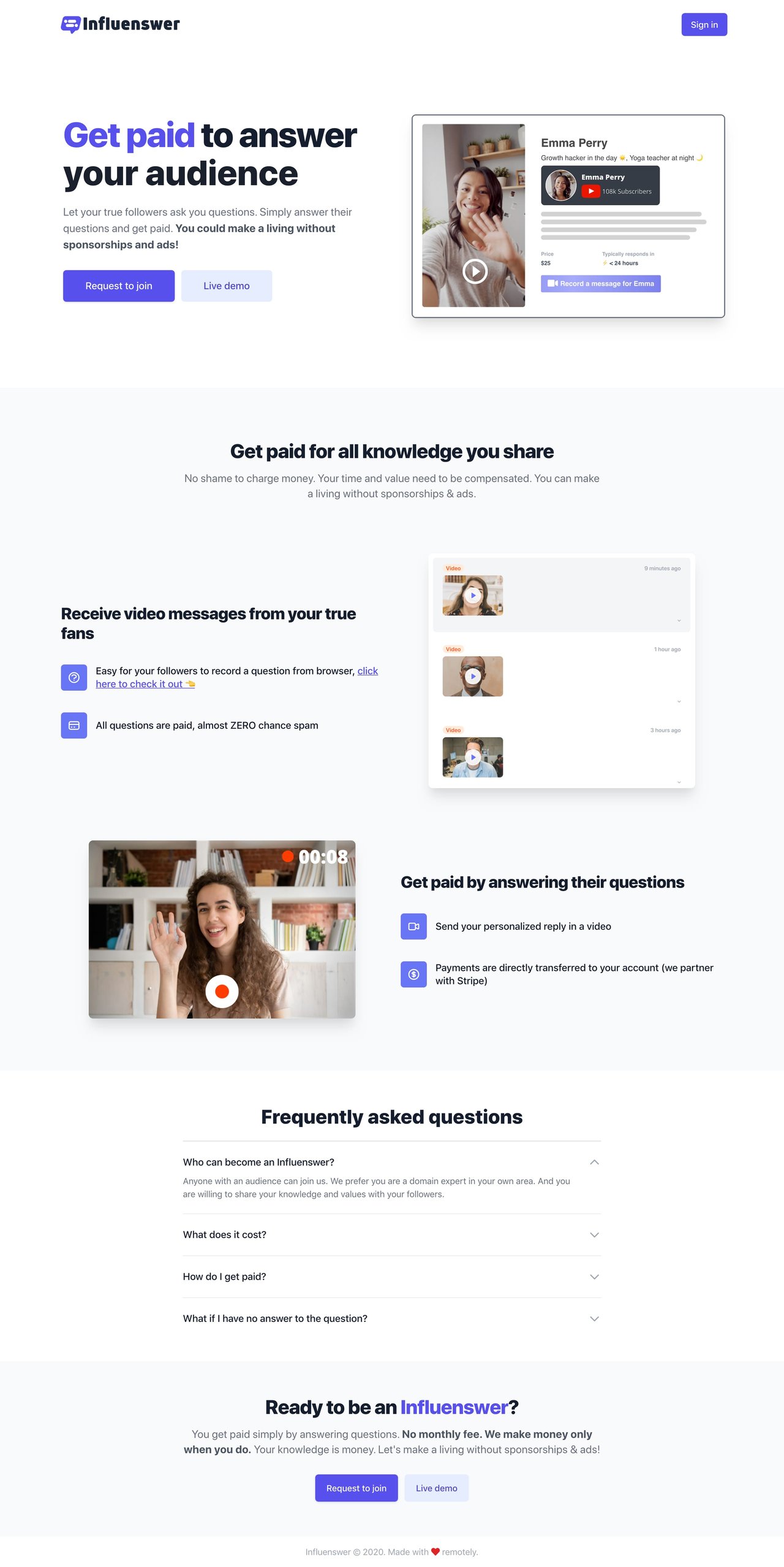Influenswer Website Screenshot