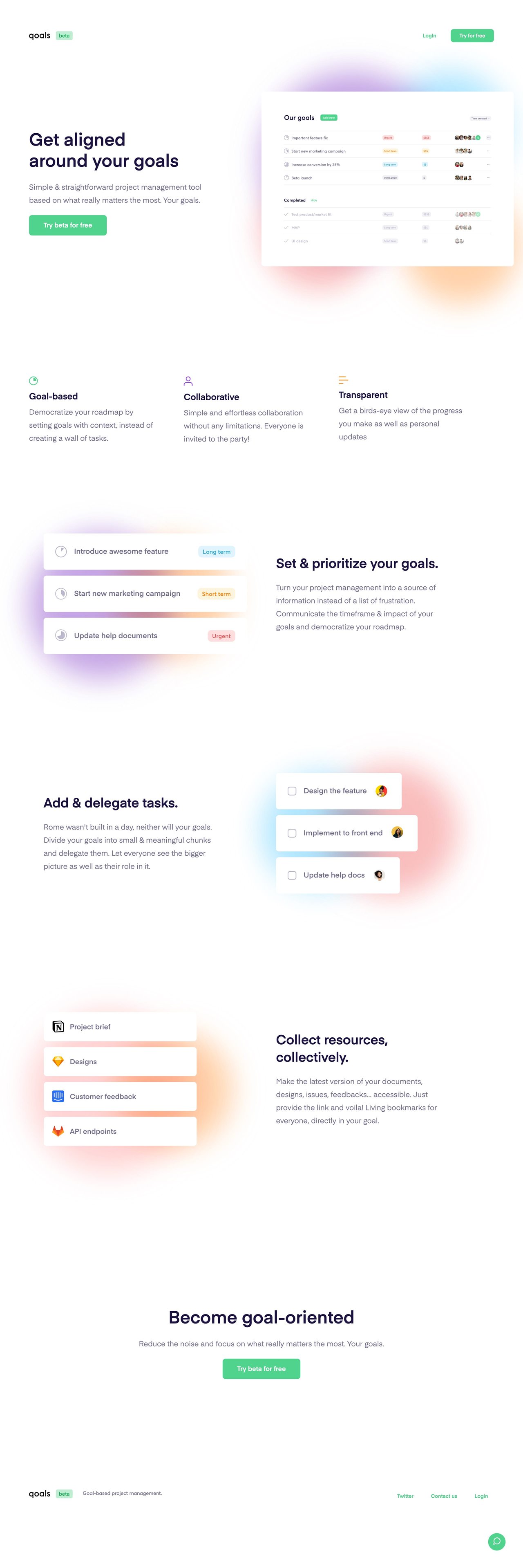 Qoals Website Screenshot