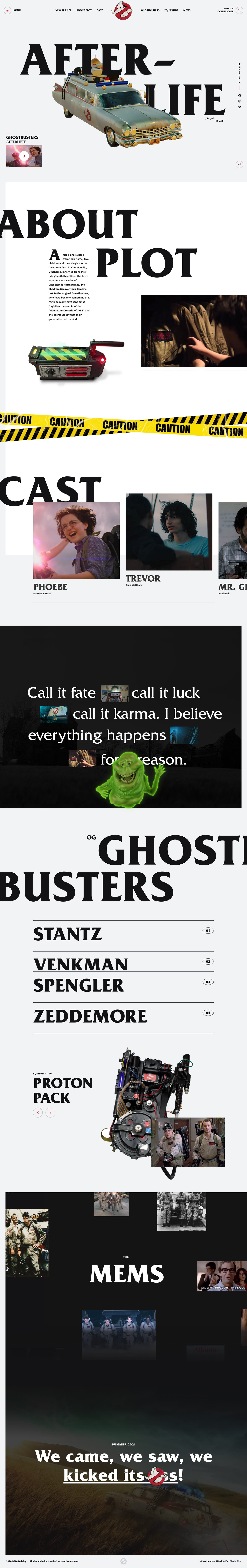 Ghostbusters Afterlife Website Screenshot