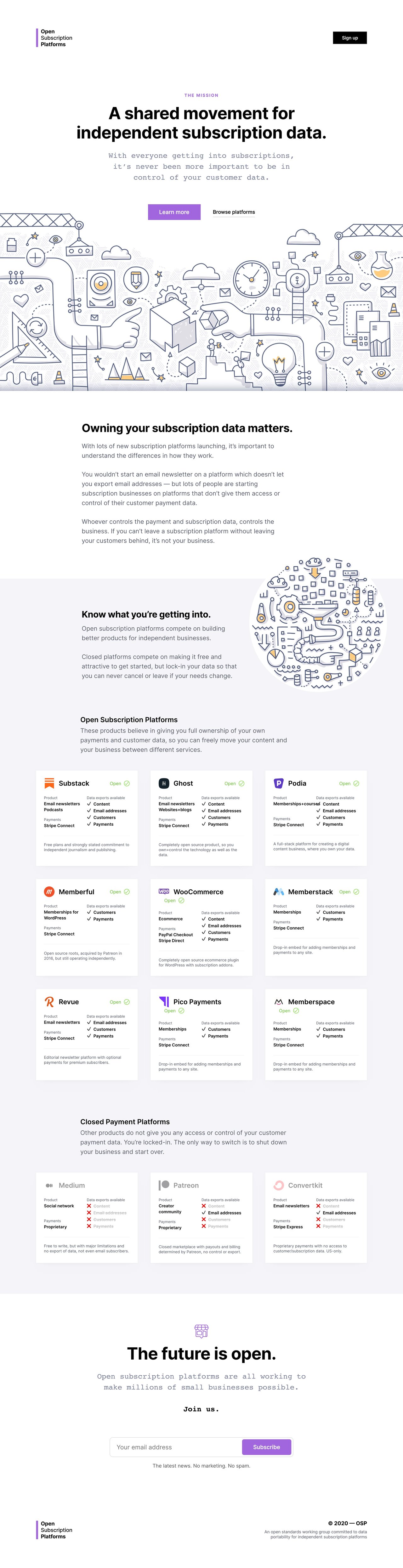 Open Subscription Platforms Website Screenshot