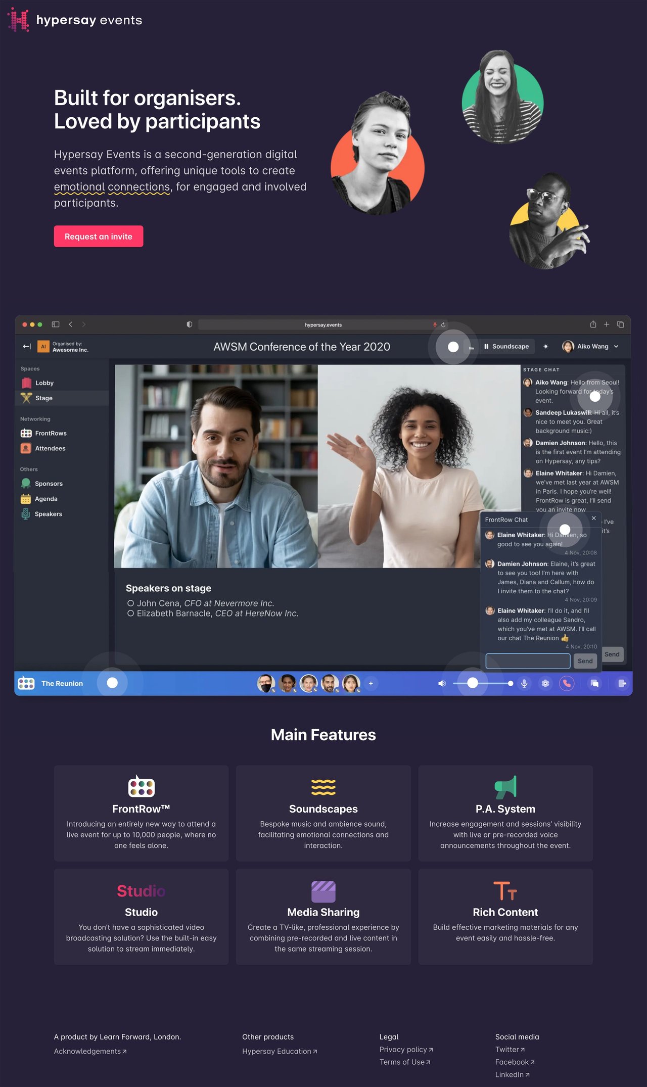 Hypersay Events Website Screenshot