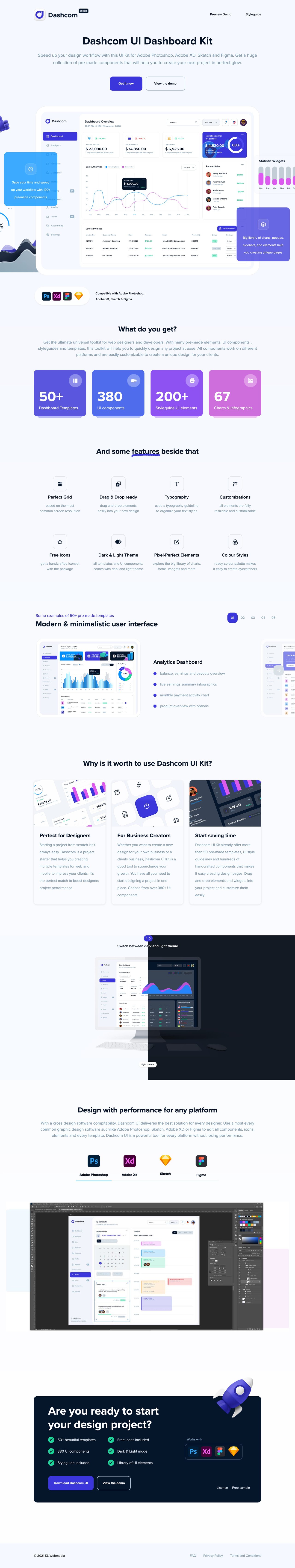 Dashcom UI kit Website Screenshot