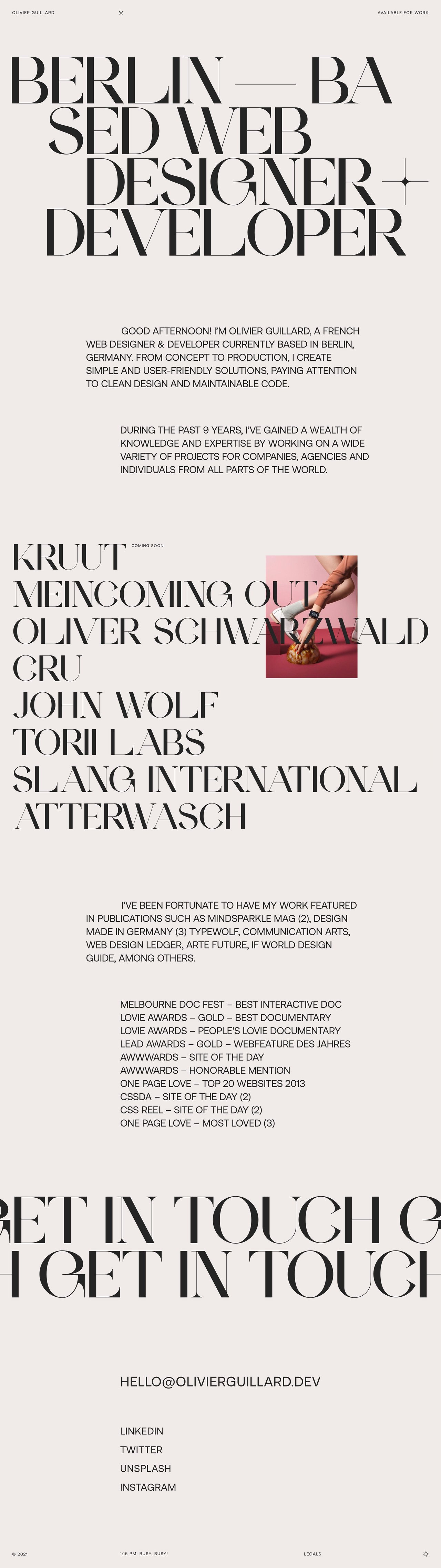 Olivier Guillard Website Screenshot