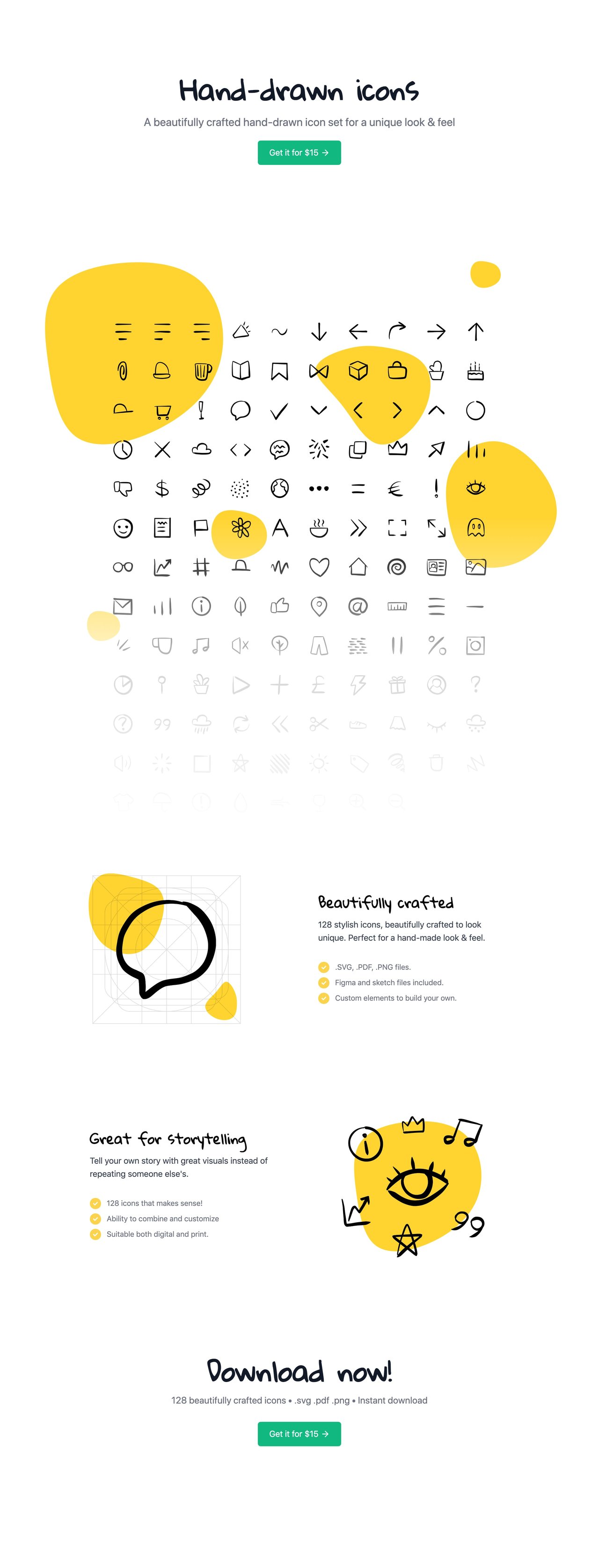 Hand-drawn icons Website Screenshot