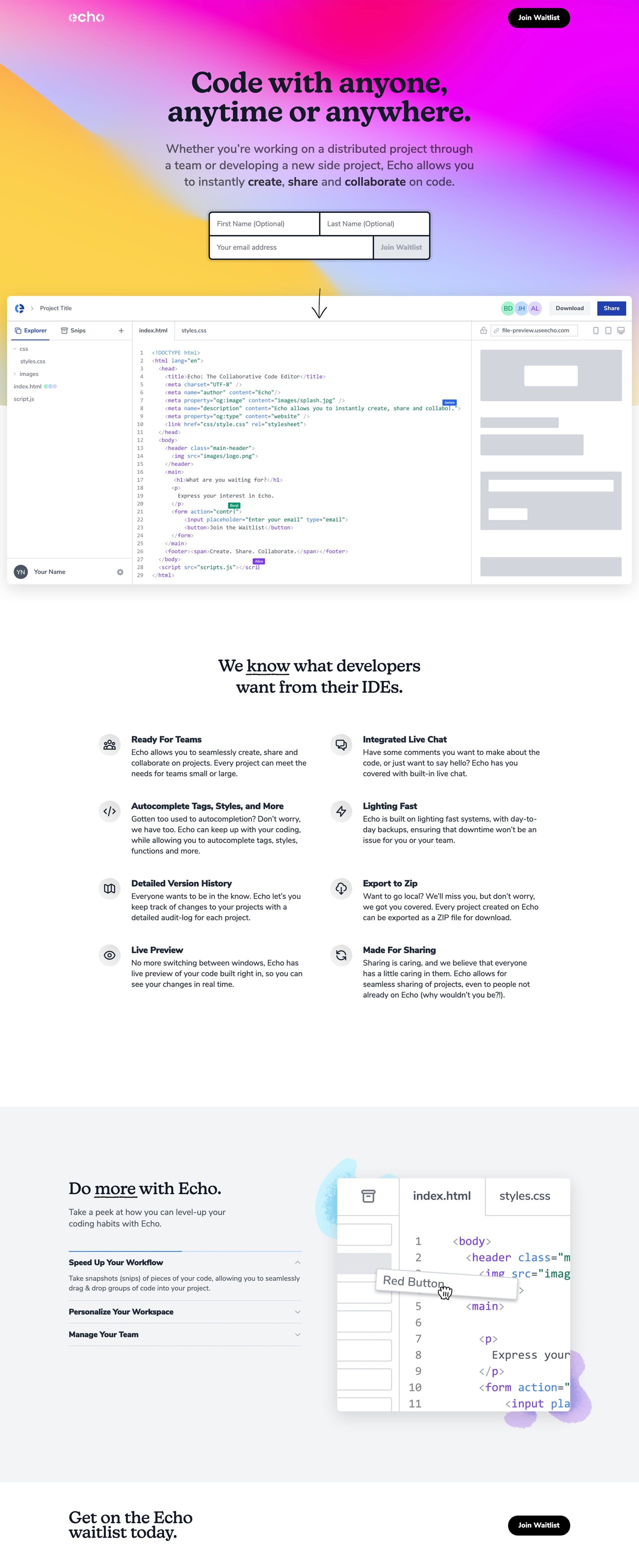 Echo Website Screenshot
