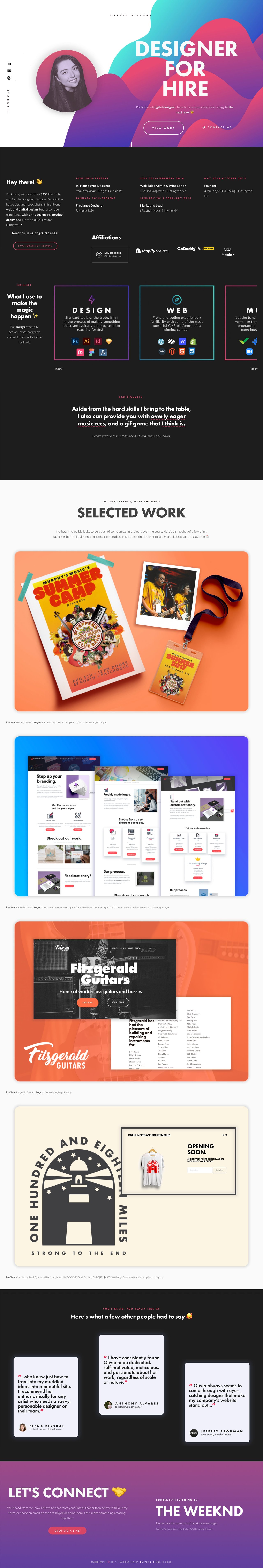 Olivia Sisinni Website Screenshot