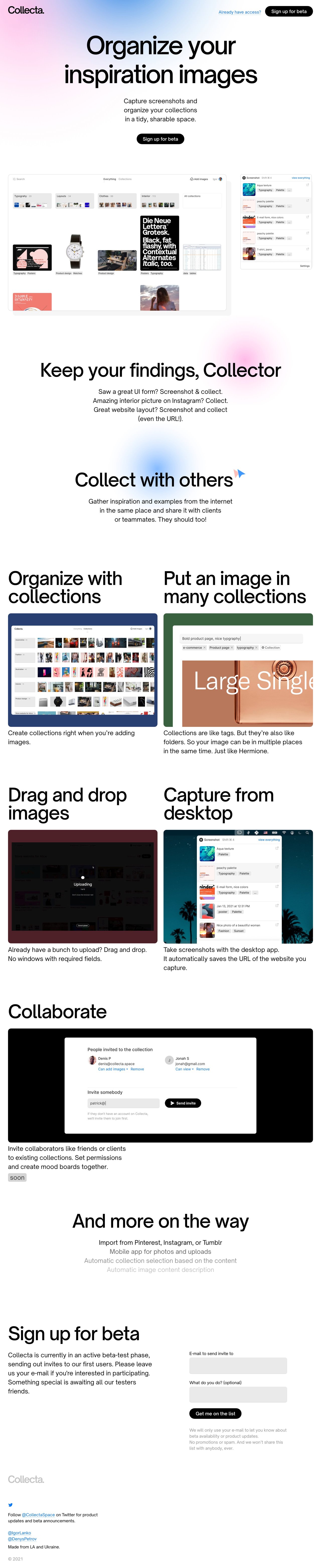 Collecta Website Screenshot