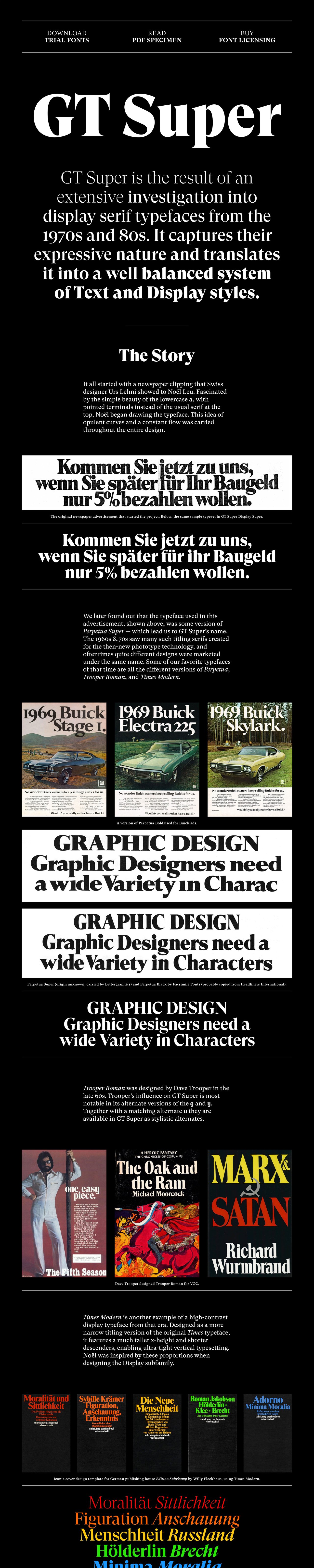 GT Super Typeface Website Screenshot