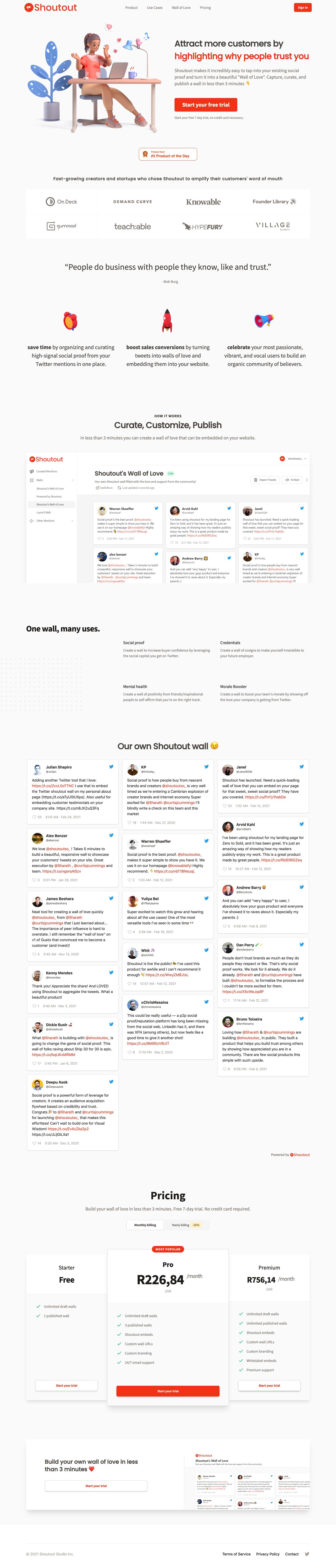 Shoutout Website Screenshot