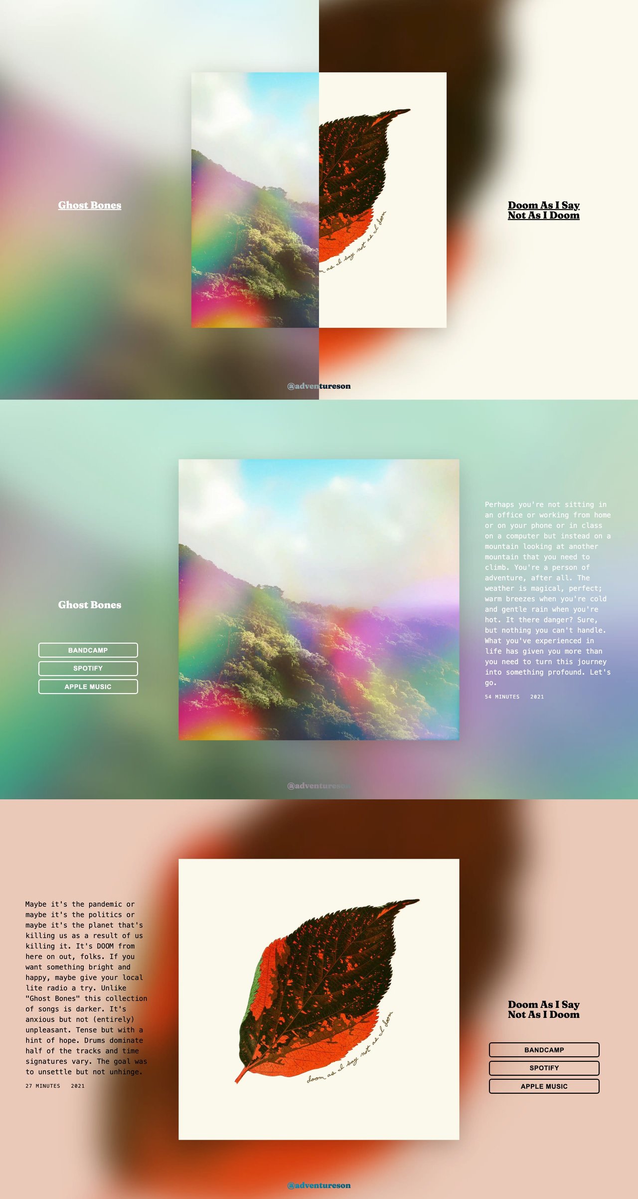 Adventureson Website Screenshot