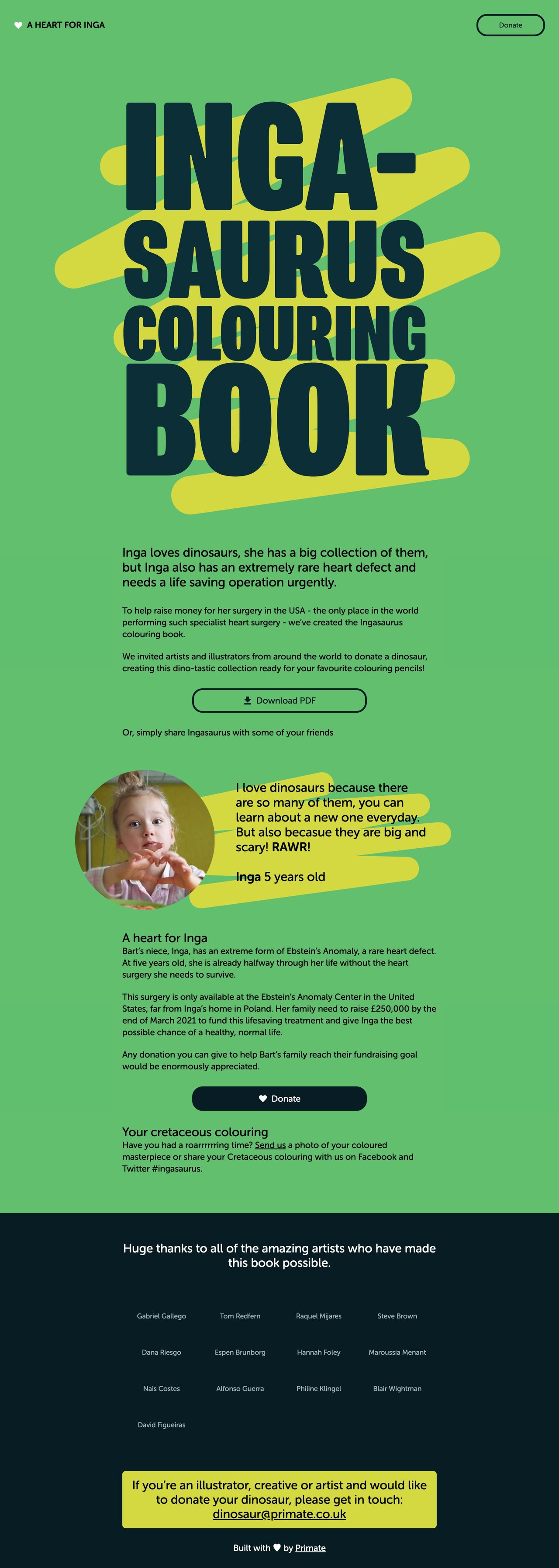 Ingasaurus Colouring Book Website Screenshot