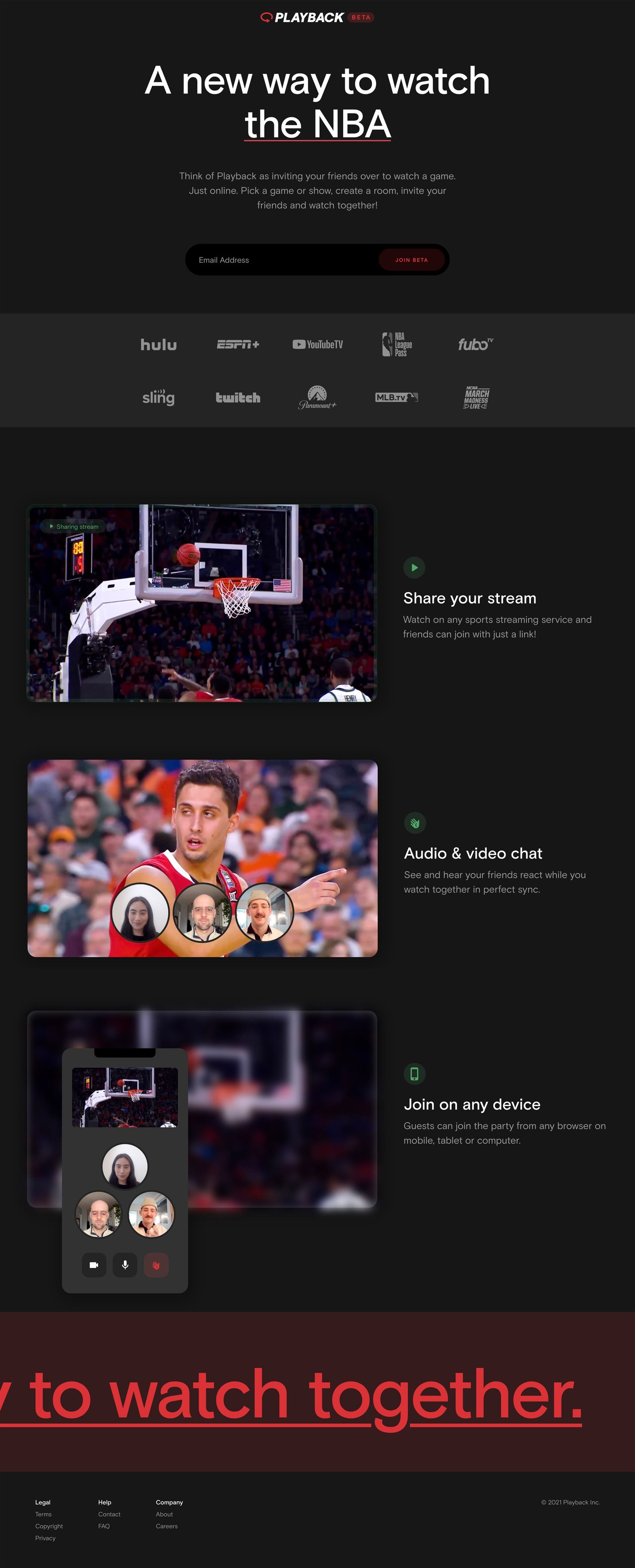 Playback Website Screenshot