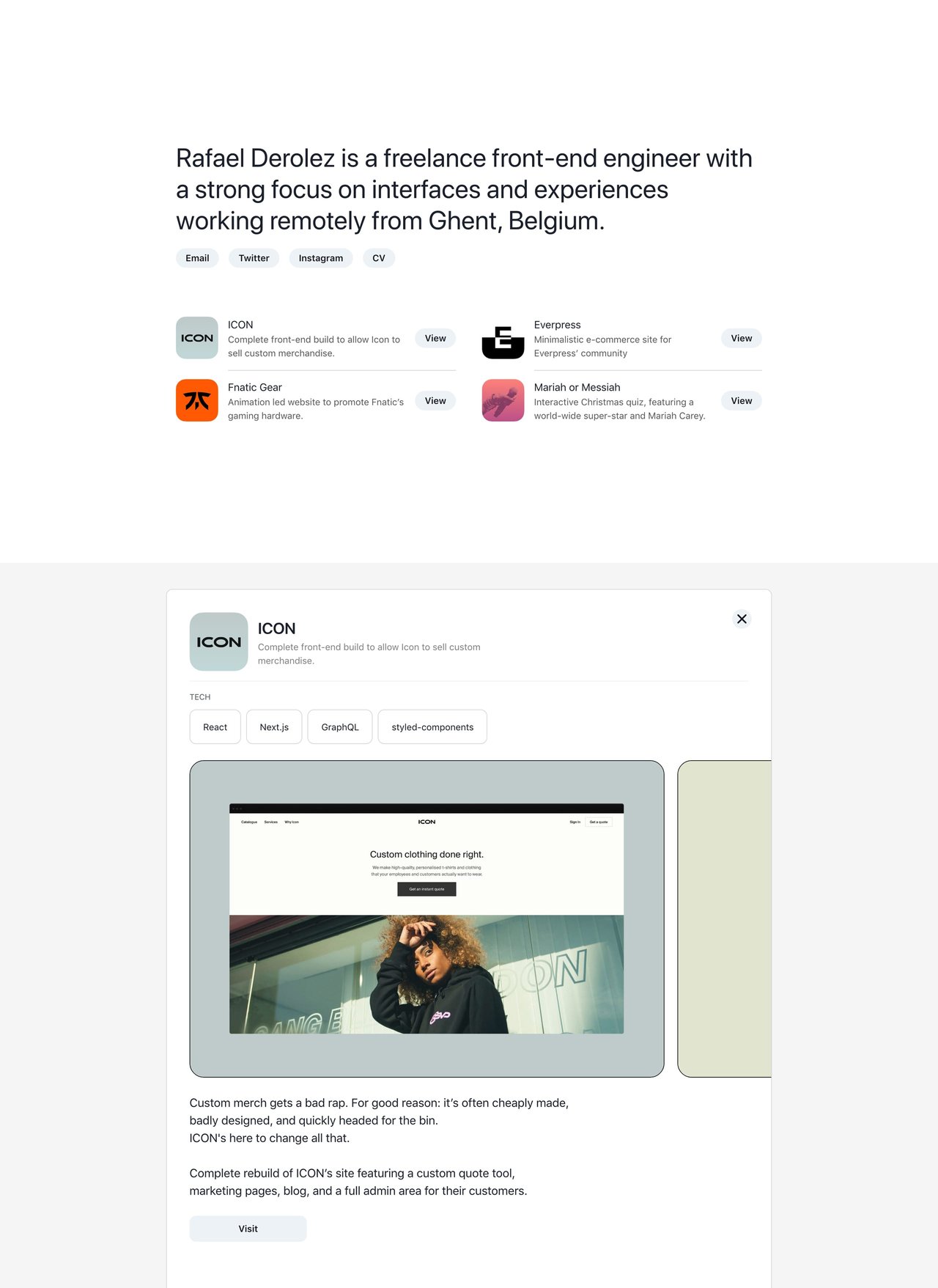 Rafael Derolez Website Screenshot