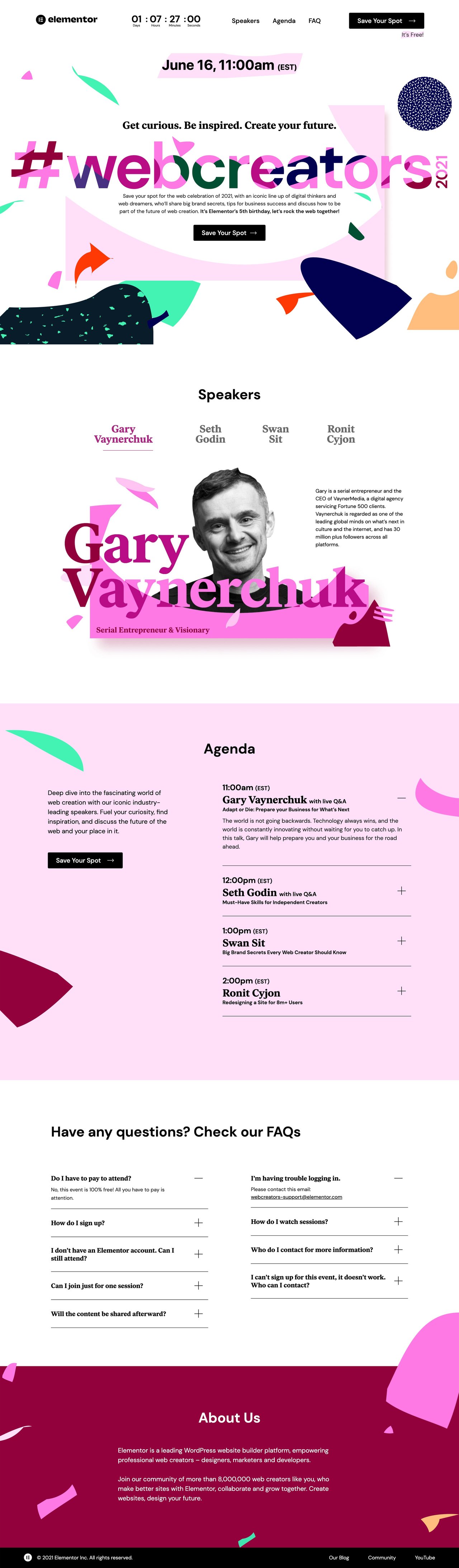 #webcreators2021 Website Screenshot