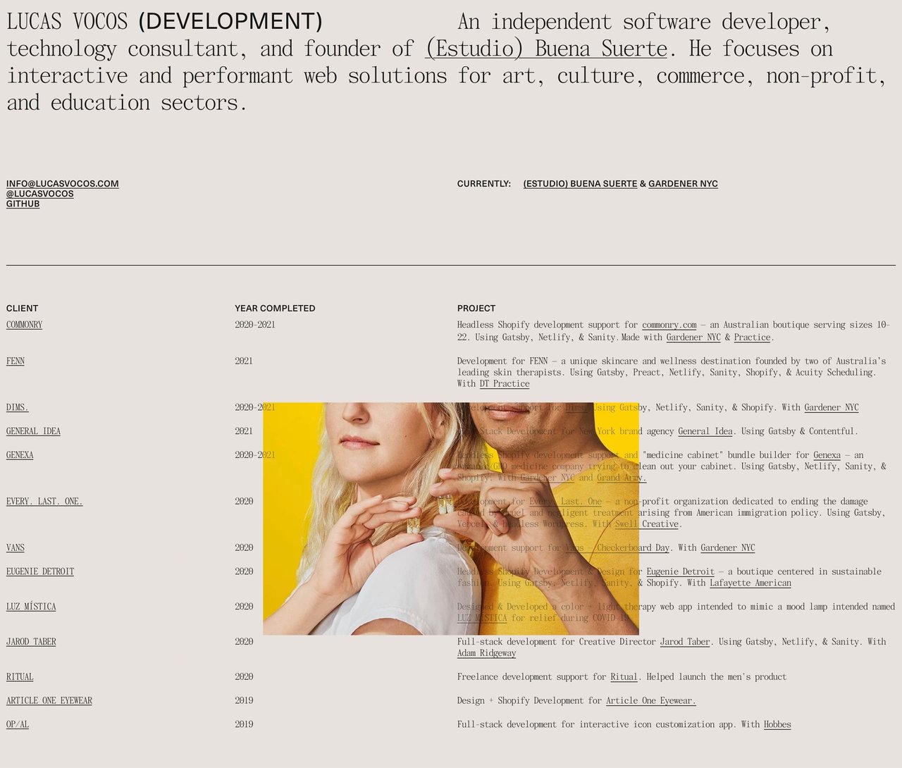 Lucas Vocos Website Screenshot