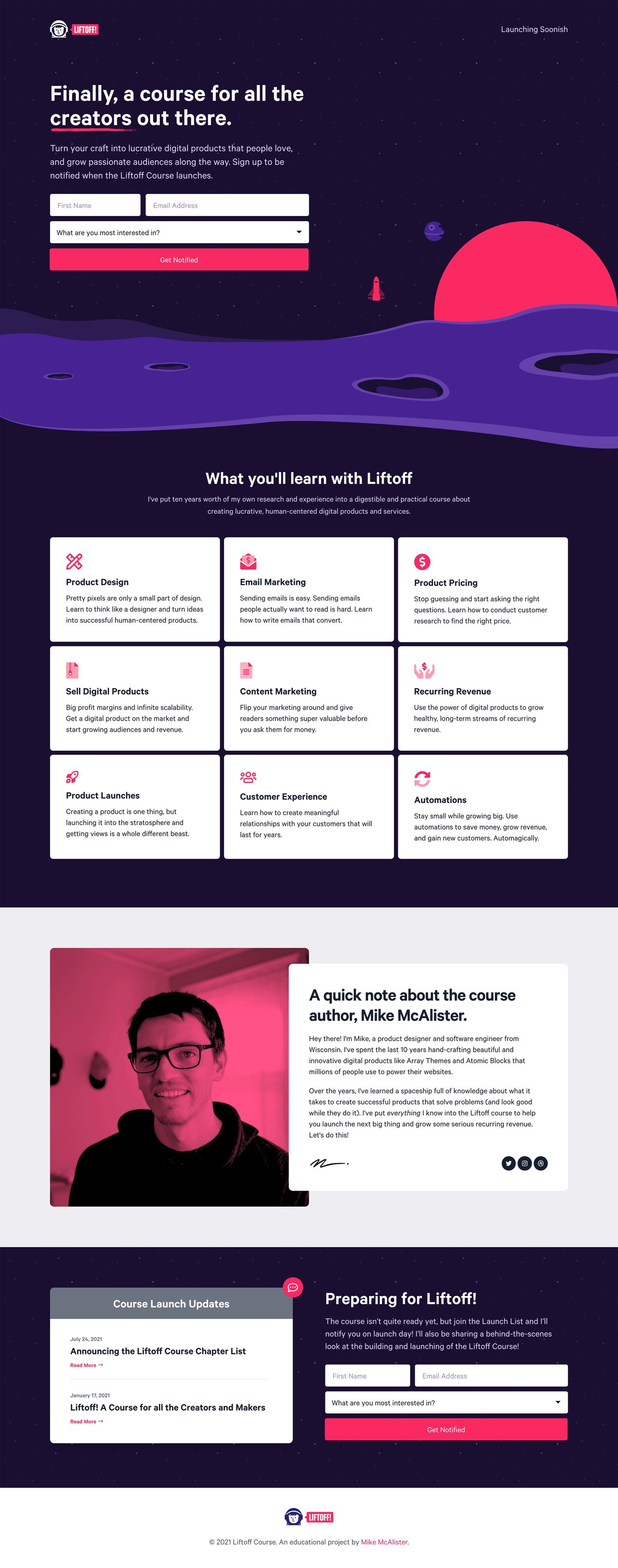 Liftoff Course Website Screenshot