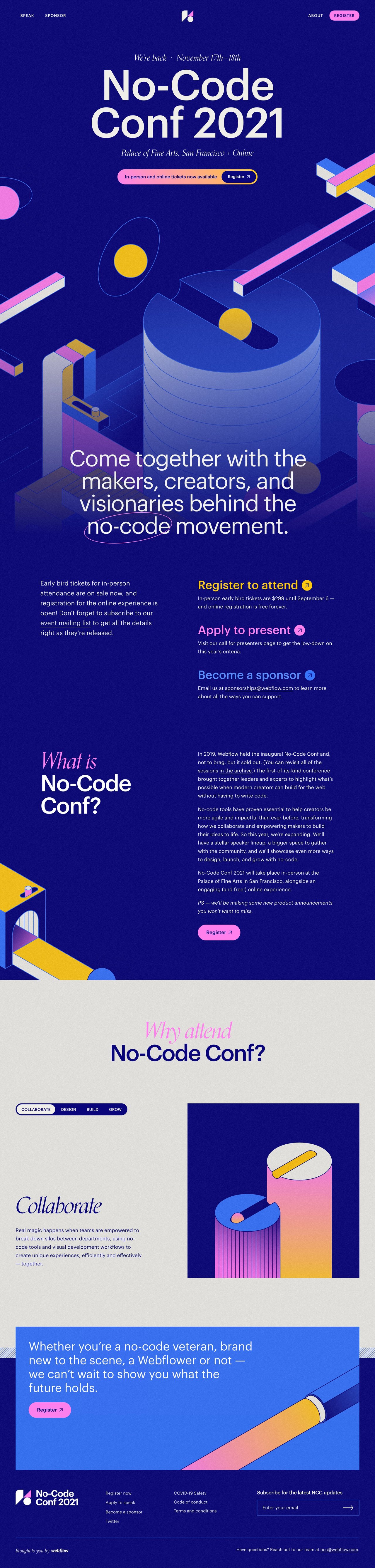 No-Code Conference 2021 Website Screenshot