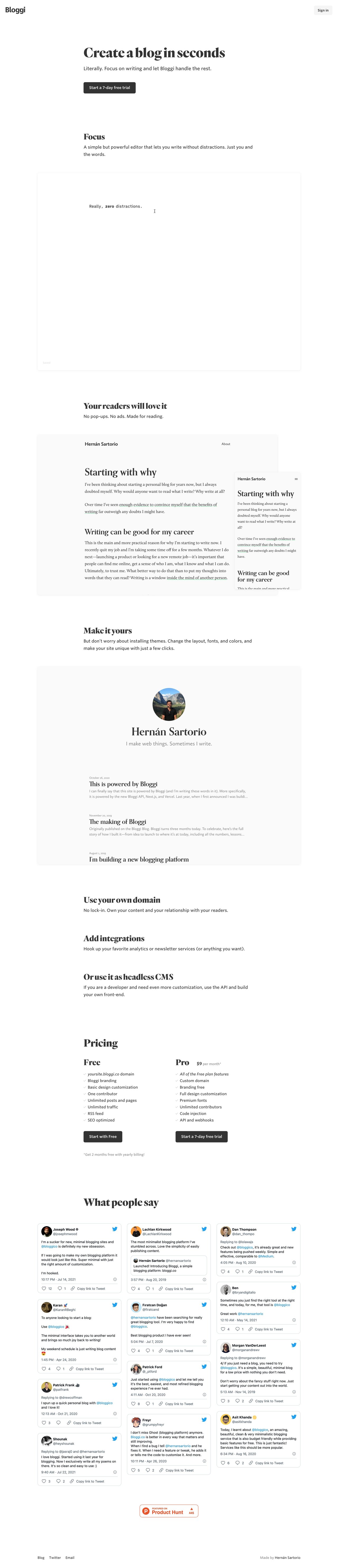 Bloggi Website Screenshot