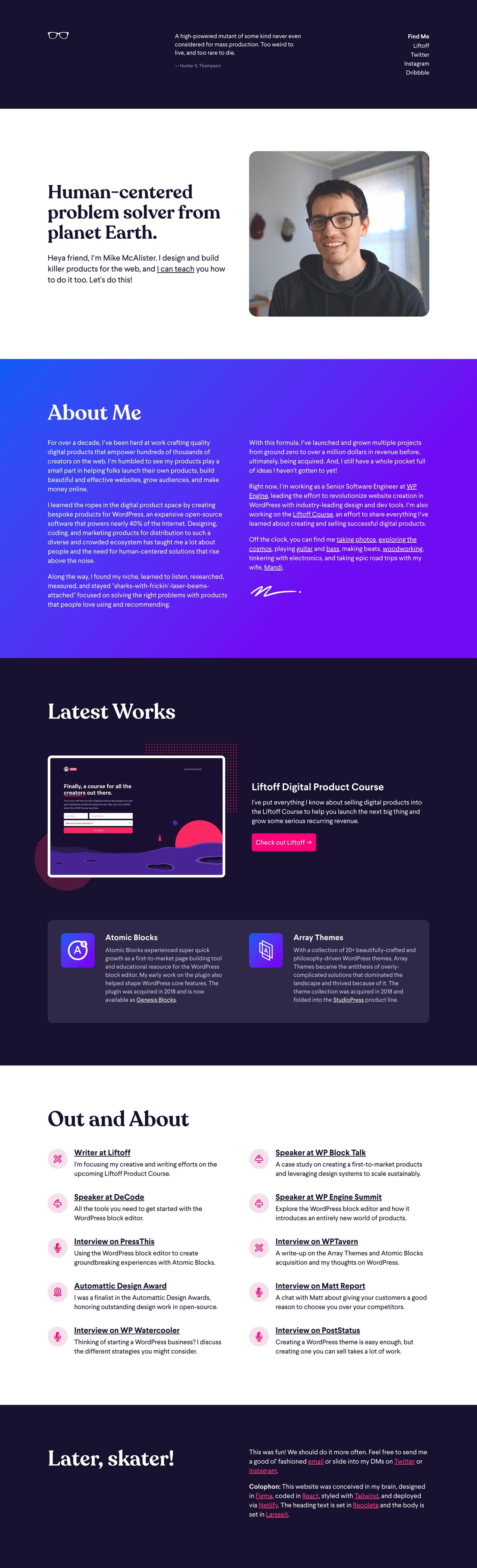 Mike McAlister Website Screenshot