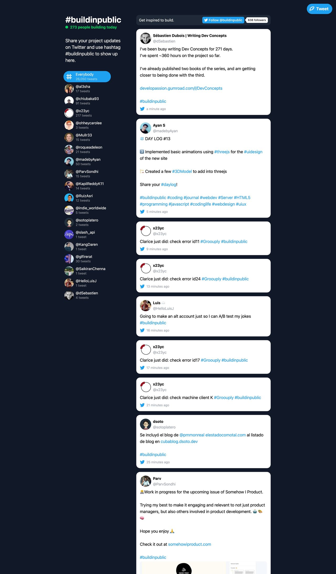 Build In Public Website Screenshot
