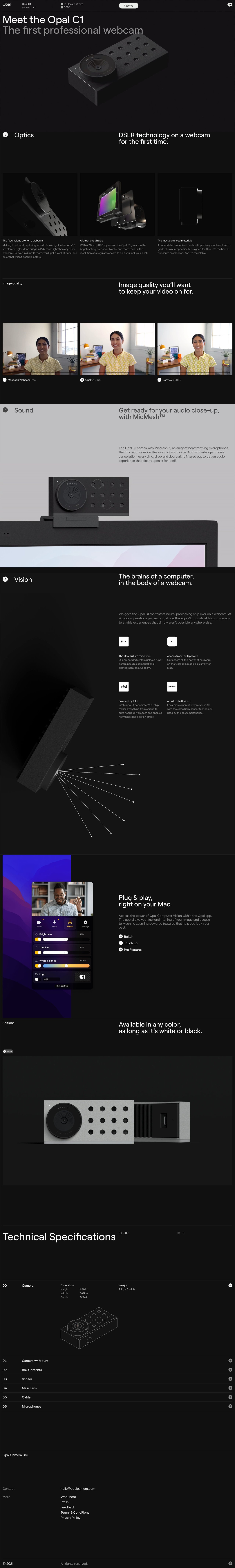 Opal Camera Website Screenshot