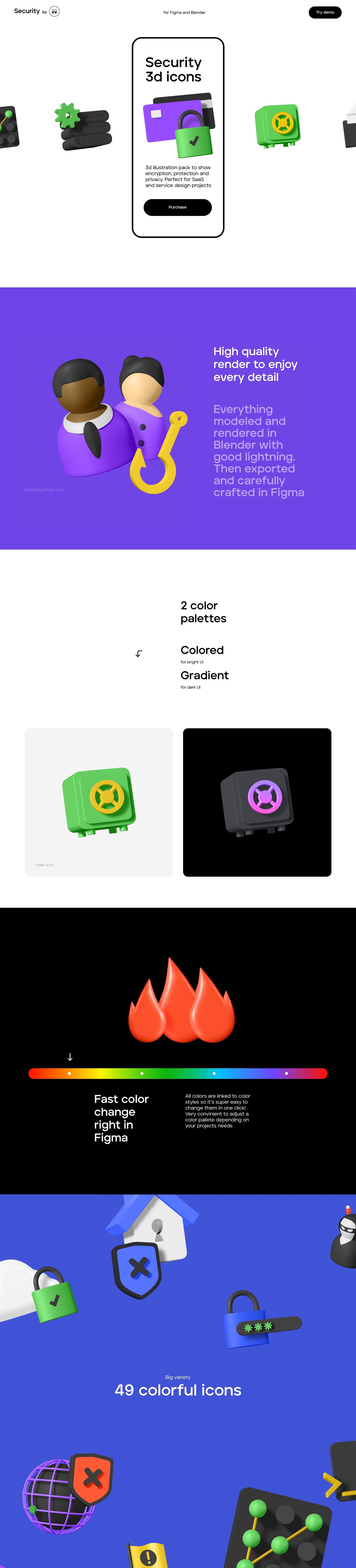 Security 3D Icons Website Screenshot