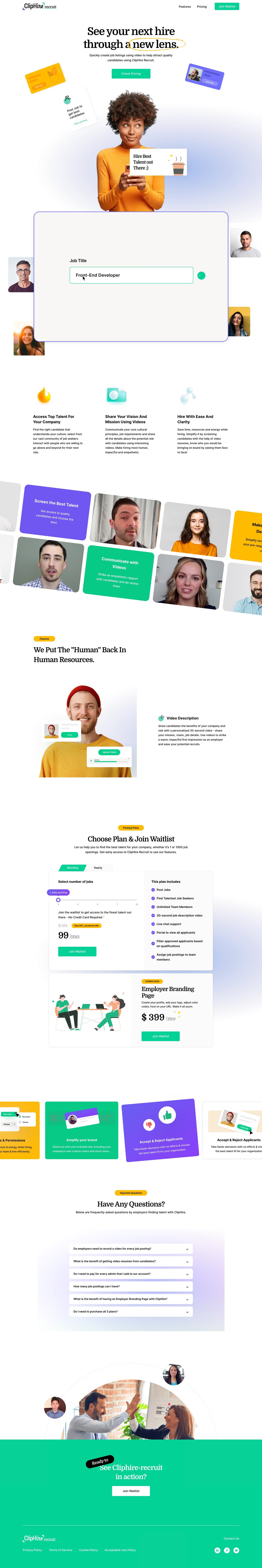 ClipHire Recruit Website Screenshot