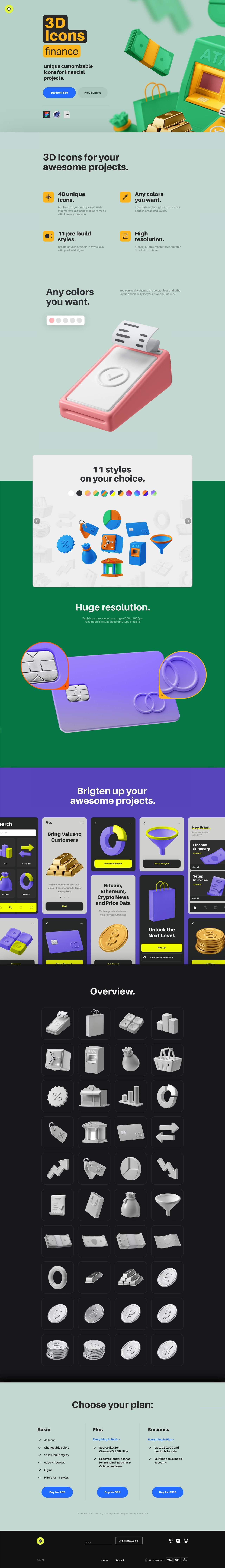 3D Finance Icons Website Screenshot