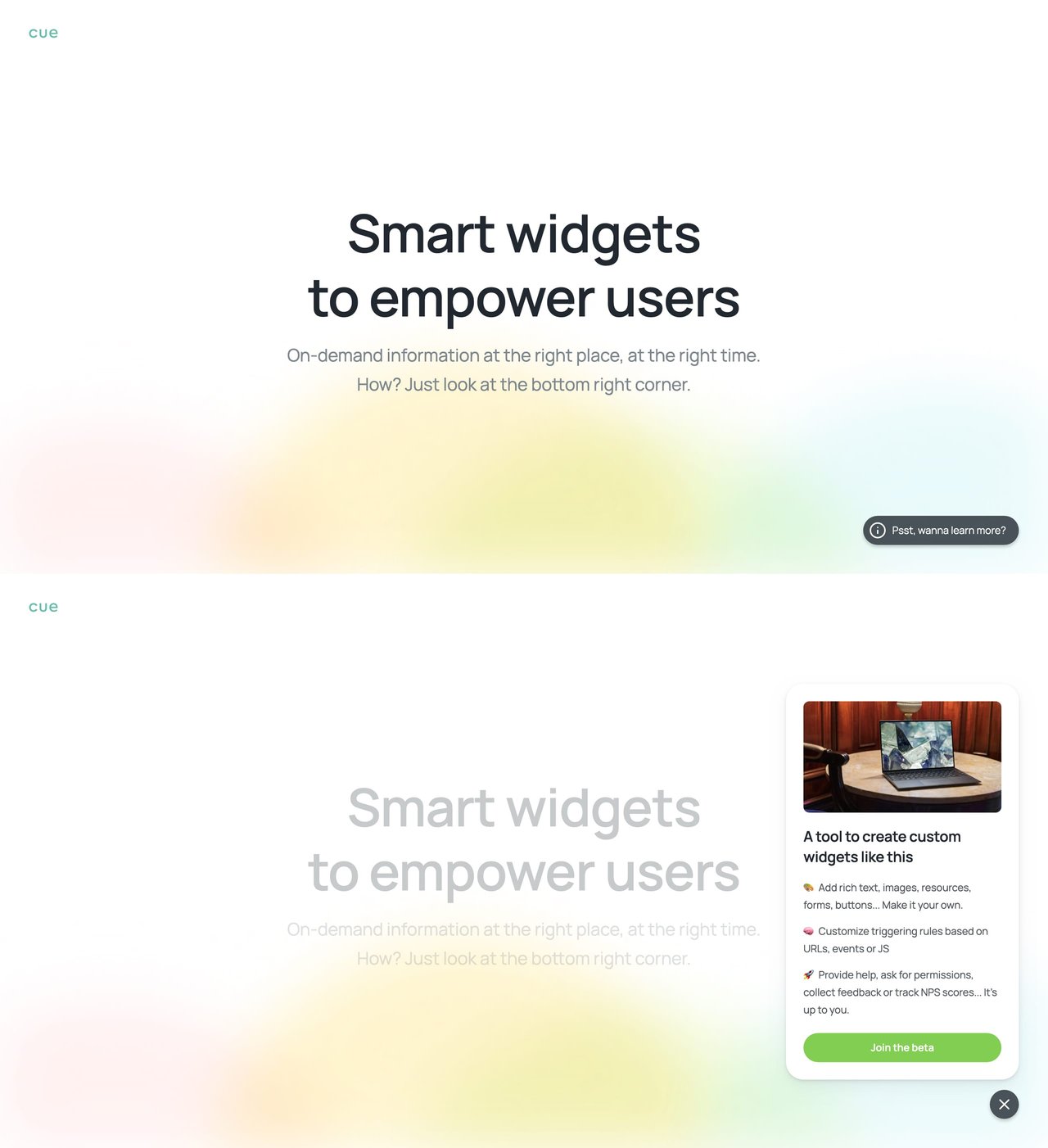 Cue Website Screenshot