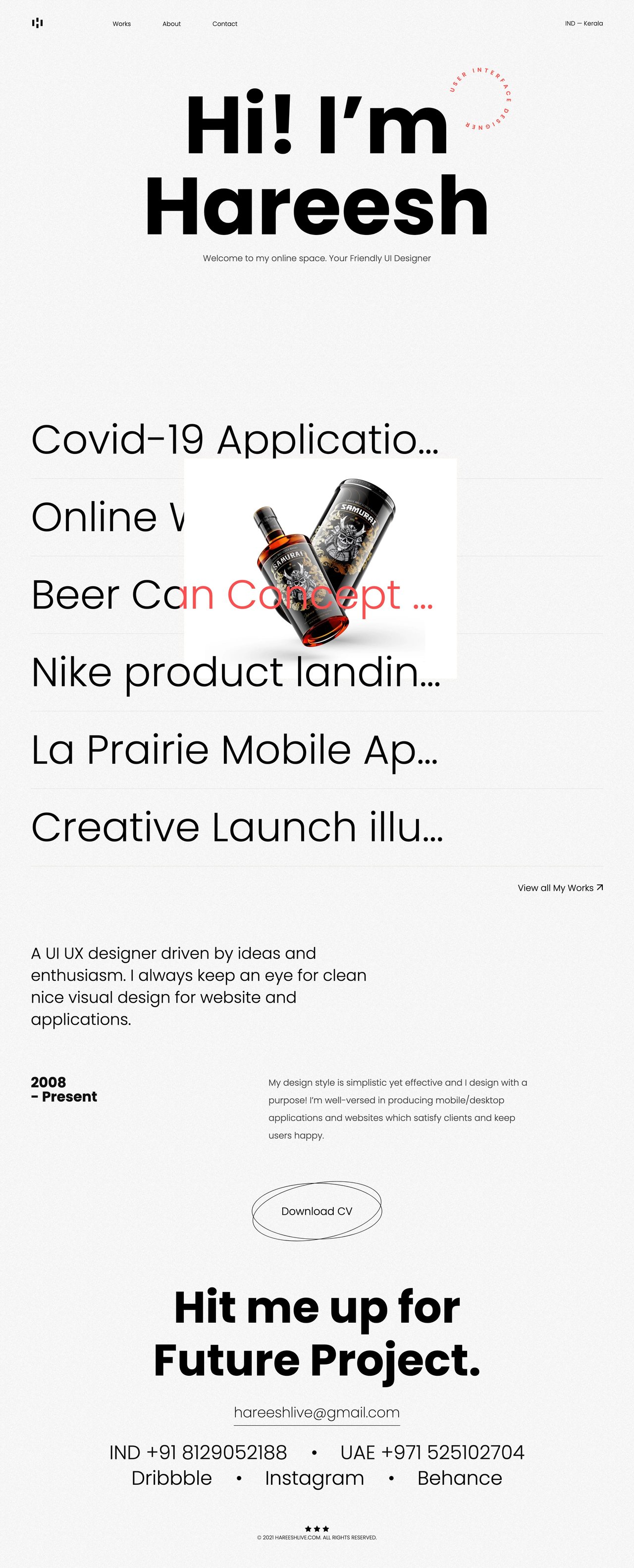 Hareesh D Website Screenshot